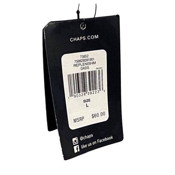 Chaps Stretch Oxford Button-Down Shirt In Navy And White Checkered Classic Fit - Picture 12 of 12